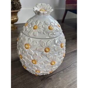 Vintage Gibson Everyday Daisy Cookie Jar Iridescent Handpainted Floral